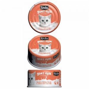 Kit Cat Goat Milk Gourmet Boneless Chicken Shreds & Salmon 70g 1 carton (24 cans)